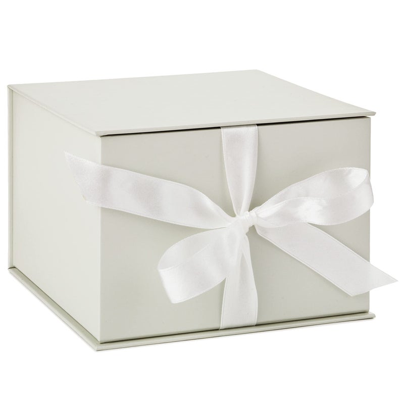 Hallmark Medium Gift Box with Lid and Shredded Paper Fill Grey White 7 inch Box for Weddings Bridal Showers Graduations Birthdays Bridesmaids Gifts All Occasion