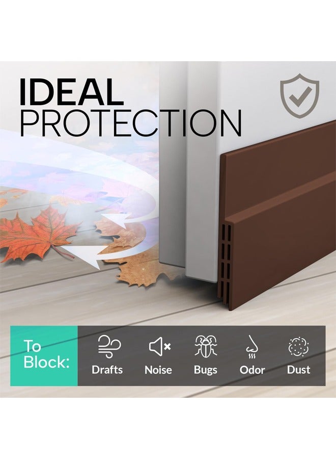 Quivlox Door Draft Stopper, Under Door Sweep for Exterior & Interior Doors, Weather Stripping Door Seal, Garage Window Blocker Noise Cold Air Insulation, Draft Guard Brown 1" W x 39" L  - Image 4