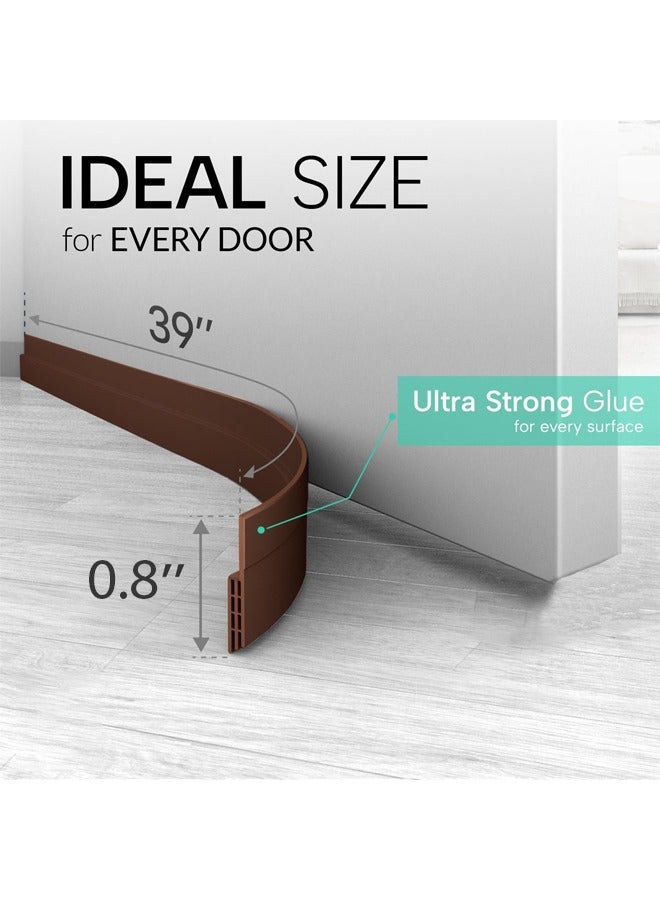 Quivlox Door Draft Stopper, Under Door Sweep for Exterior & Interior Doors, Weather Stripping Door Seal, Garage Window Blocker Noise Cold Air Insulation, Draft Guard Brown 1" W x 39" L  - Image 2