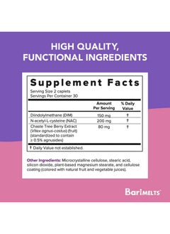BariMelts BariMelts Hormonal Balance+ with DIM, NAC & Chasteberry - 1 Month Supply (60 Caplets) - Post-Op Bariatric Supplement Supports Estrogen Metabolism and Hormonal Balance for Women  - Image 2