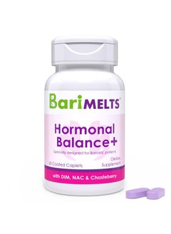 BariMelts BariMelts Hormonal Balance+ with DIM, NAC & Chasteberry - 1 Month Supply (60 Caplets) - Post-Op Bariatric Supplement Supports Estrogen Metabolism and Hormonal Balance for Women  - Image 1