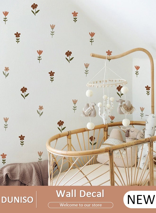 DUNISO Boho Floral Wall Decal for Kids, PVC Waterproof Decals, Wall Stickers for Kids Room, DIY Art Decal for Children Baby Kids Boy Girl Bedroom Decoration - Image 1