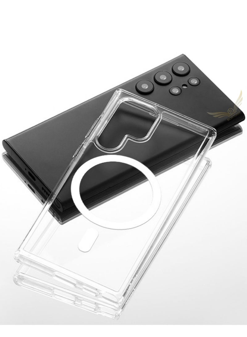 BORTONY Galaxy S22 Ultra Case, Clear Magnetic Case with Built-in Magnets Compatible with MagSafe, Crystal Clear Slim Soft TPU Cover for Samsung Galaxy S22 Ultra 6.8"- Clear - Image 1