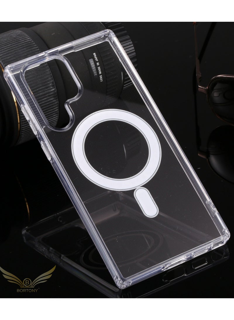 BORTONY Galaxy S22 Ultra Case, Clear Magnetic Case with Built-in Magnets Compatible with MagSafe, Crystal Clear Slim Soft TPU Cover for Samsung Galaxy S22 Ultra 6.8"- Clear - Image 2