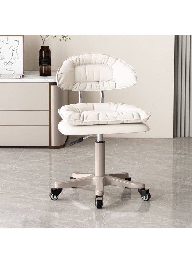 Tanwer Soft Cushioned Swivel Stool with Wheels, Adjustable Height, Cloud Style Makeup Chair for Beauty & Home Use - Image 1