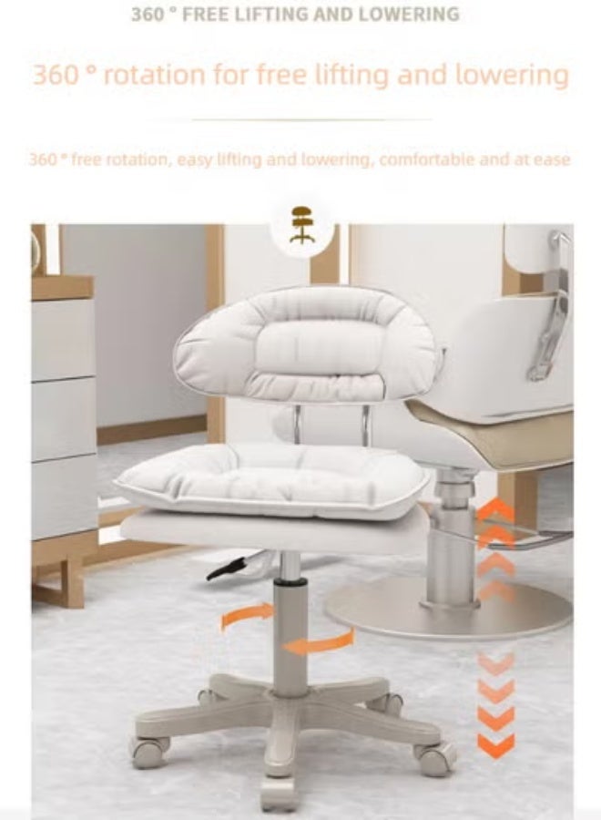 Tanwer Soft Cushioned Swivel Stool with Wheels, Adjustable Height, Cloud Style Makeup Chair for Beauty & Home Use - Image 3