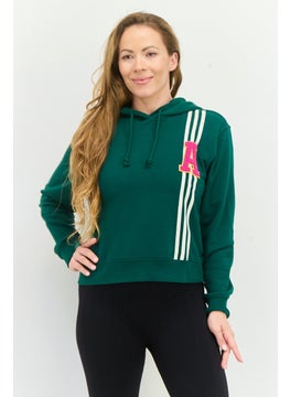 adidas Originals Women Spotswear Fit Long Sleeve Outdoor Hoodie, Green  - Image 1