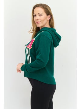 adidas Originals Women Spotswear Fit Long Sleeve Outdoor Hoodie, Green  - Image 2