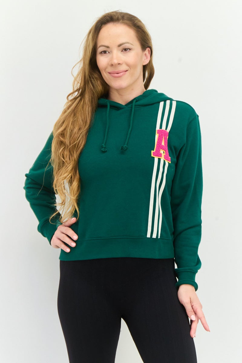 adidas Originals Women Spotswear Fit Long Sleeve Outdoor Hoodie, Green - Image 1