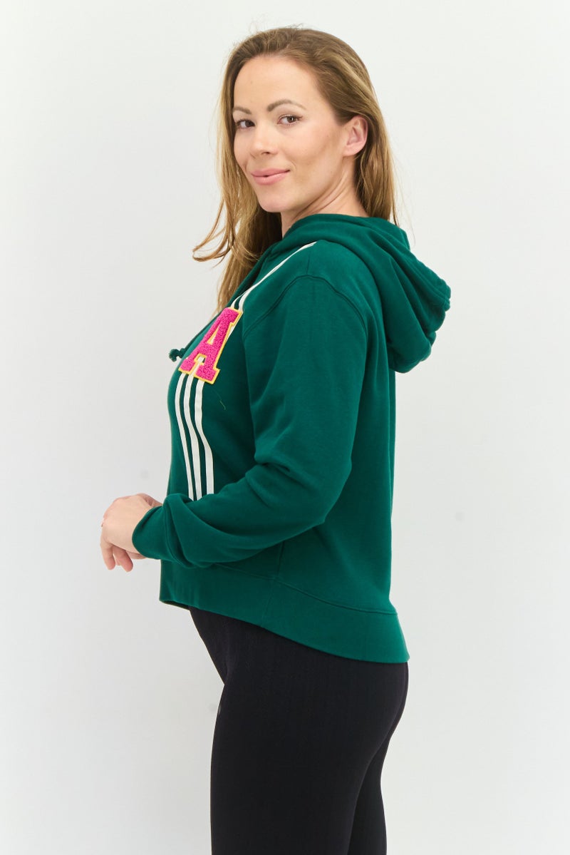 adidas Originals Women Spotswear Fit Long Sleeve Outdoor Hoodie, Green - Image 2