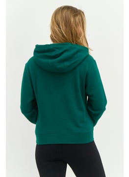 adidas Originals Women Spotswear Fit Long Sleeve Outdoor Hoodie, Green  - Image 3