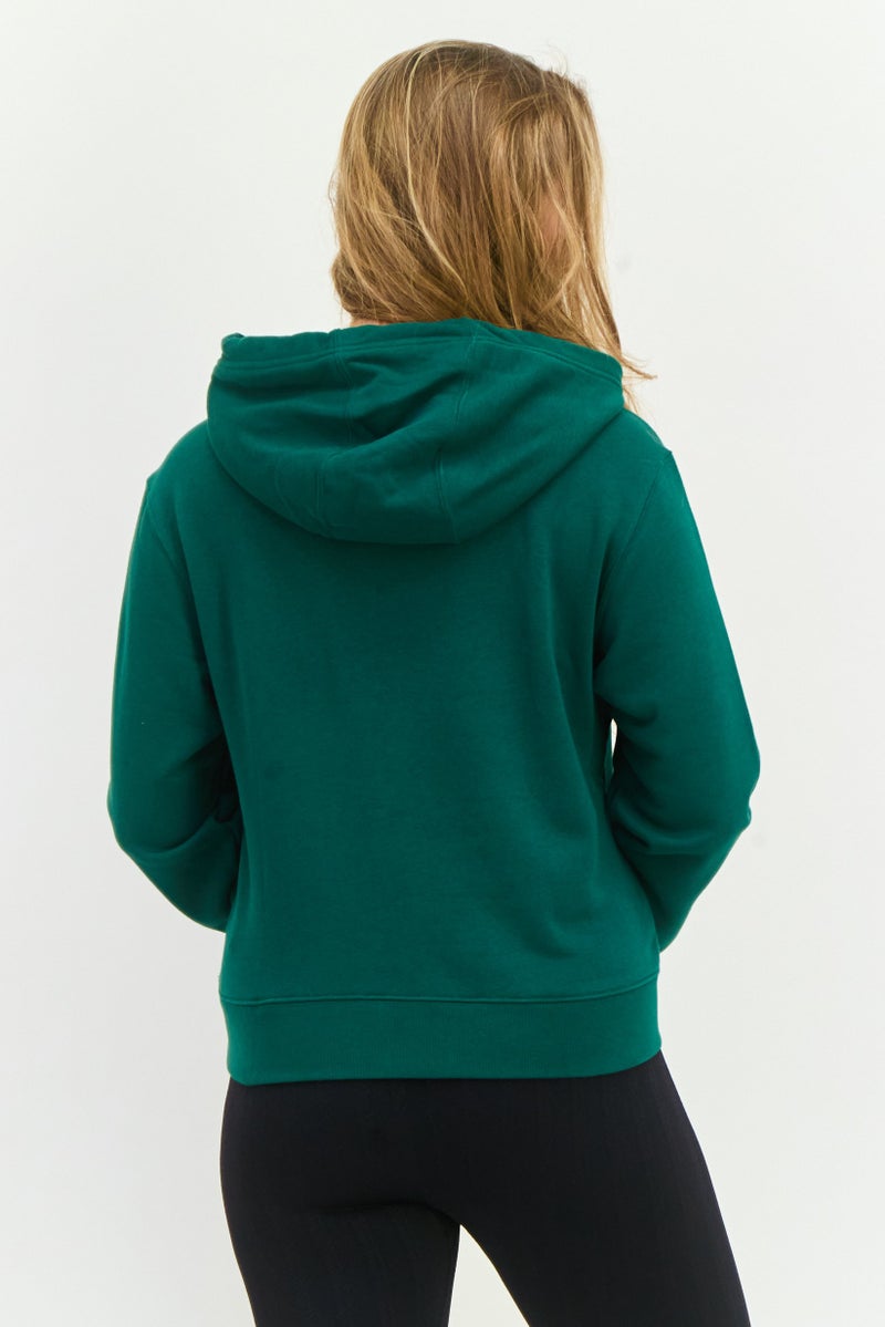 adidas Originals Women Spotswear Fit Long Sleeve Outdoor Hoodie, Green - Image 3