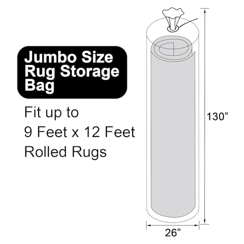 HFKPJRT 2 Pcs Rug Bags for Moving, Jumbo Plastic Carpet Rug Storage Bag Up to 9 x 12 Feet, Heavy Duty 4.7 Mil Carpet Bag with Zip Ties & Blank Labels for Storage, Moving, Packing, Shipping - Image 2