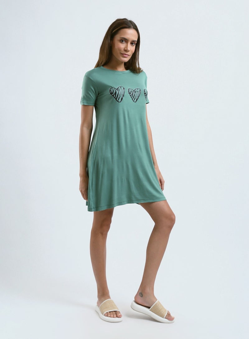 Mesery Sleepshirt Cotton Short Sleeves Printed  - Image 2