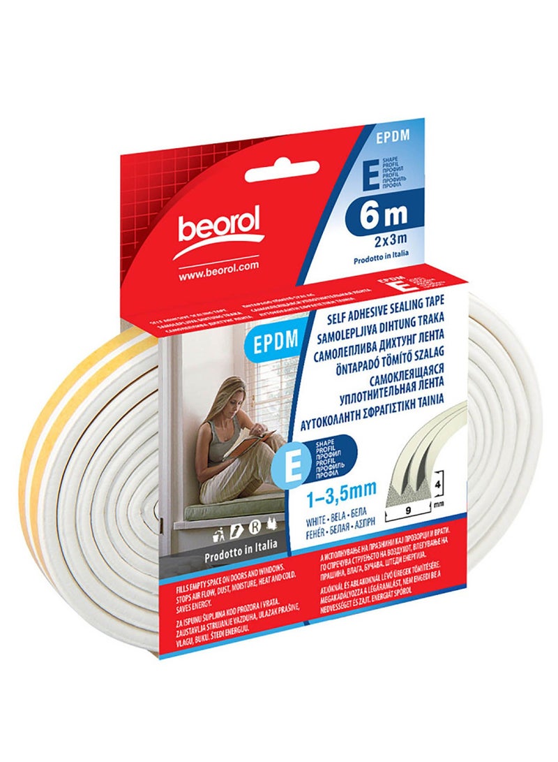 فوريل شريط لاصق ذاتي اللصق على شكل حرف "E" أبيض 2 × 3 متر