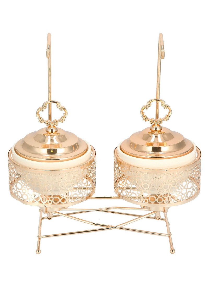 La Mesa 2 pieces Round Food Warmer Set With Candle Stand  - Image 4