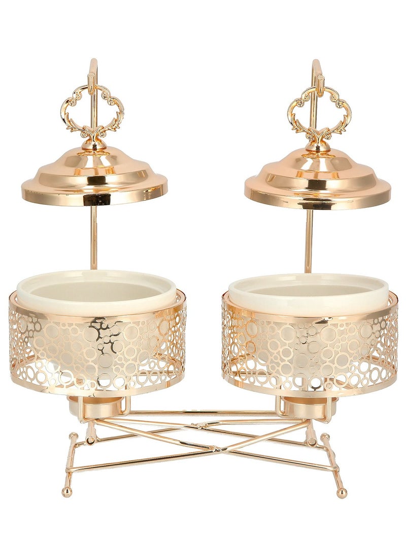 La Mesa 2 pieces Round Food Warmer Set With Candle Stand  - Image 1