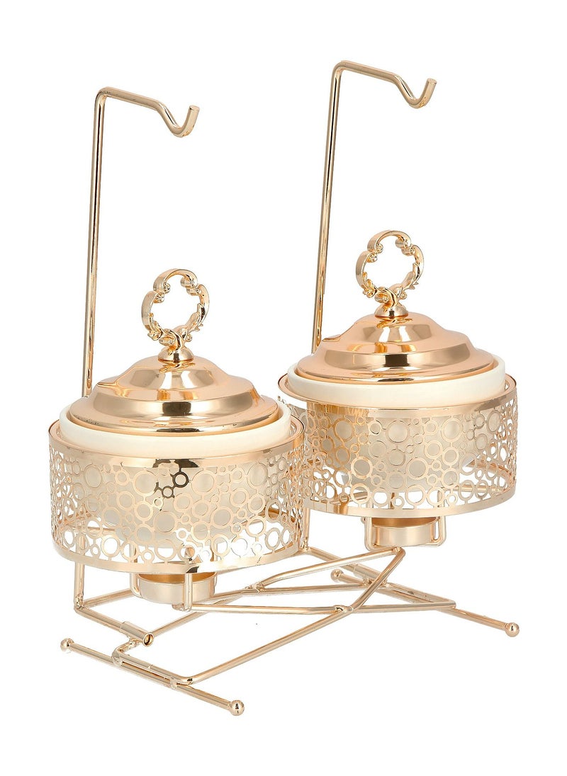 La Mesa 2 pieces Round Food Warmer Set With Candle Stand  - Image 3