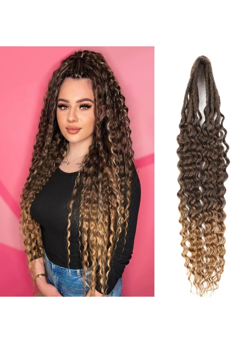 Hanne Fashion Double Ended Dreadlock Extensions Curly Ends Dreadlocks 24 Inch 10 Strands Boho Style Black to Brown DE Dreadlock Extensions Handmade Soft Dreads Extensions for Women MT1B27 