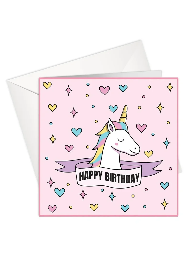 Share the Love Happy Birthday Unicorn Greeting Card - UV Card