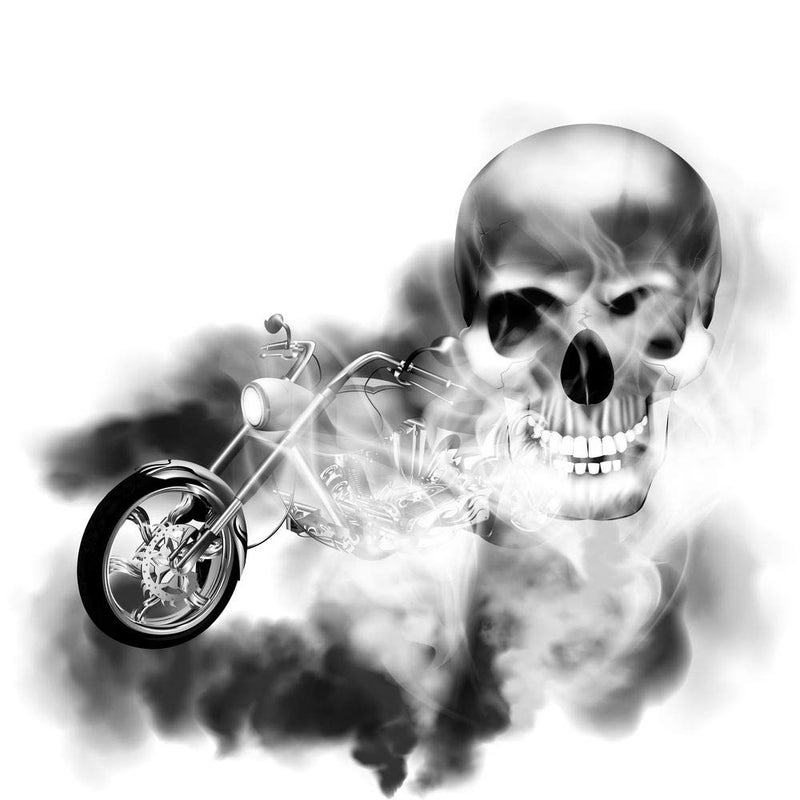 5 Ace Skull with Bike in Smoke Wall Sticker Poster|Size:12x18 inch|Multicolor - Image 4