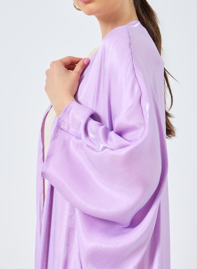 Take Two Metallic Batwing Sleeve Open Front Abaya - Image 4