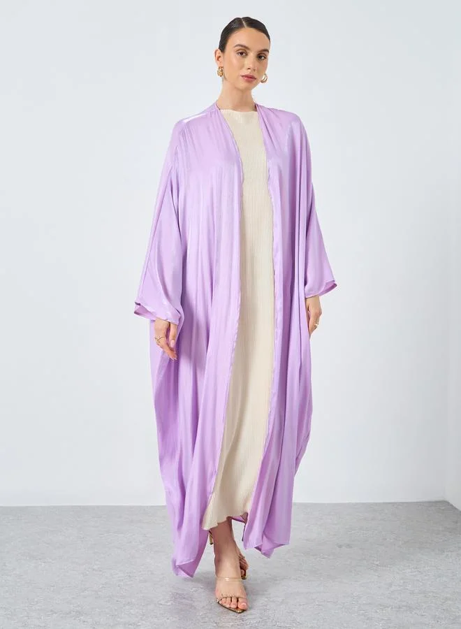 Take Two Take Two Metallic Batwing Sleeve Open Front Abaya