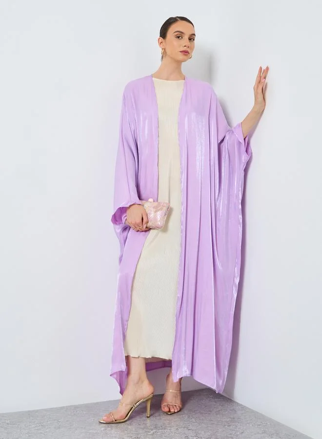 Take Two Metallic Batwing Sleeve Open Front Abaya