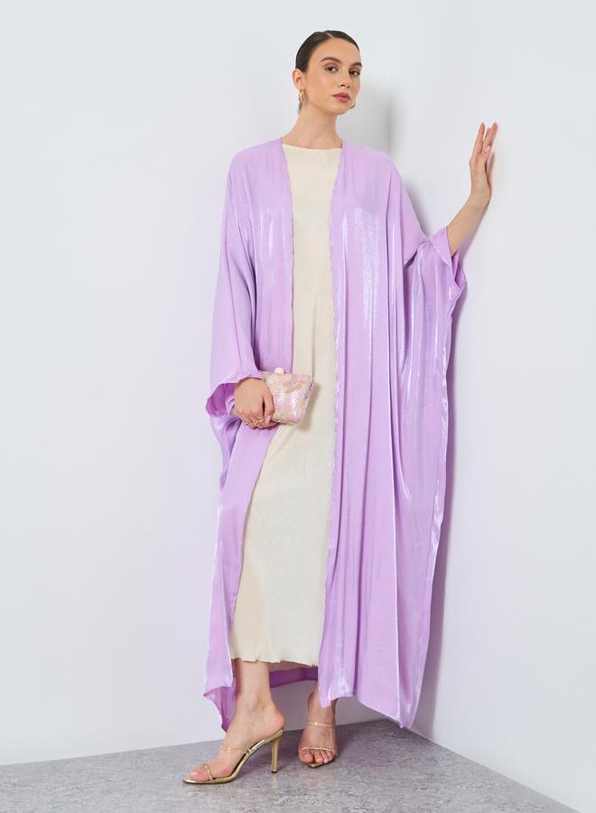Take Two Metallic Batwing Sleeve Open Front Abaya - Image 1