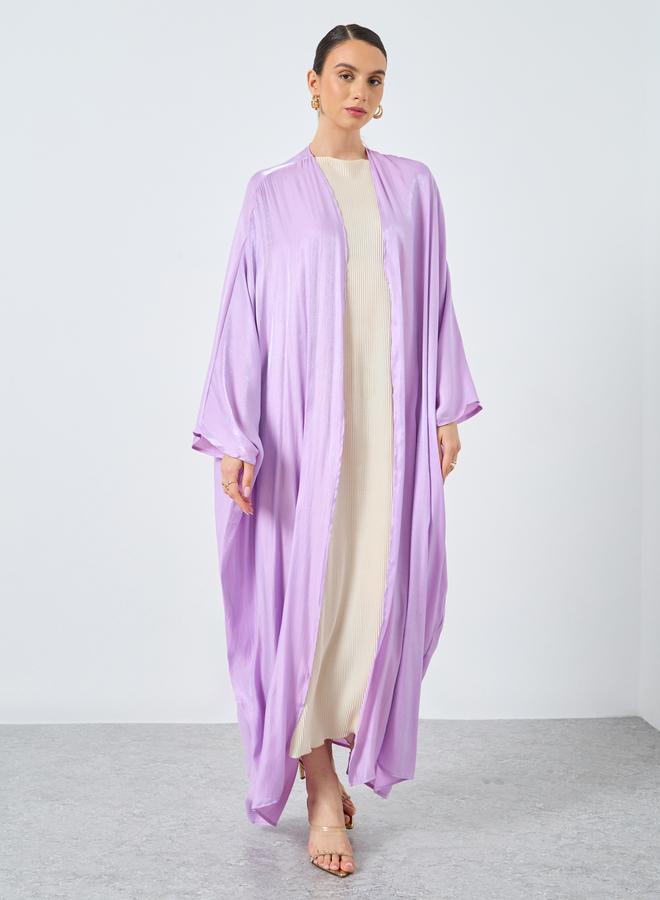 Take Two Metallic Batwing Sleeve Open Front Abaya - Image 2