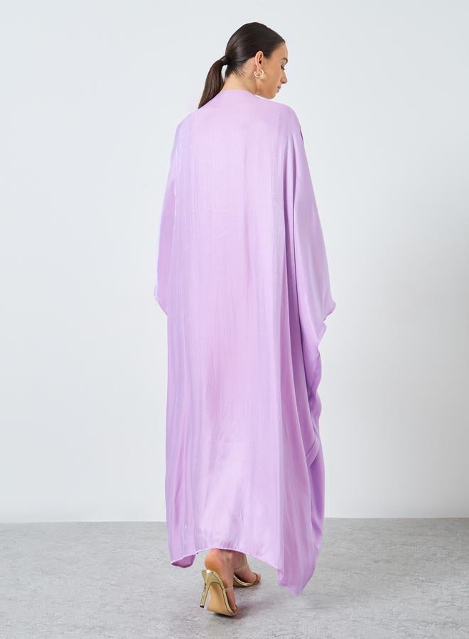 Take Two Metallic Batwing Sleeve Open Front Abaya - Image 5