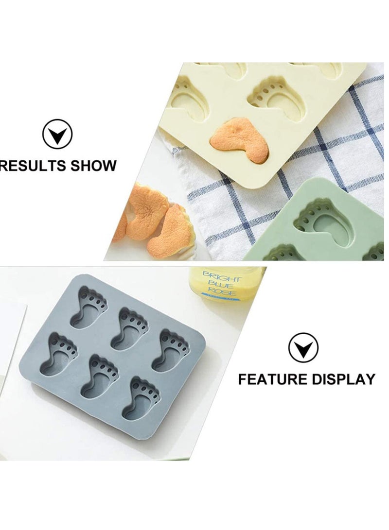SOLARAE Silicone Mold 3D Baby Foot Print Baby Shower Cake Topper Feet Cupcake DIY Decoration Birthday Party Tool for Sugar Craft Chocolate and Crafting 4pcs - Image 5