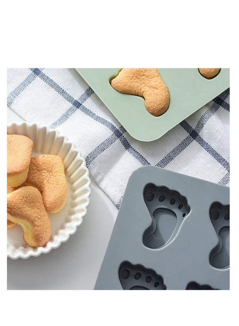 SOLARAE Silicone Mold 3D Baby Foot Print Baby Shower Cake Topper Feet Cupcake DIY Decoration Birthday Party Tool for Sugar Craft Chocolate and Crafting 4pcs - Image 2