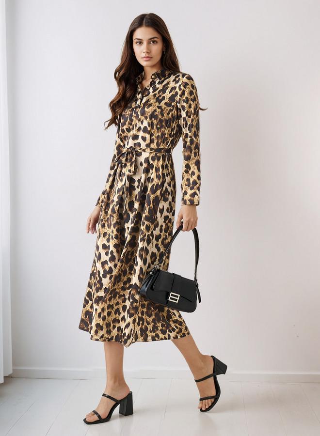 Splash FAV Animal Print Shirt Dress with Tie-Up Detail - Image 2