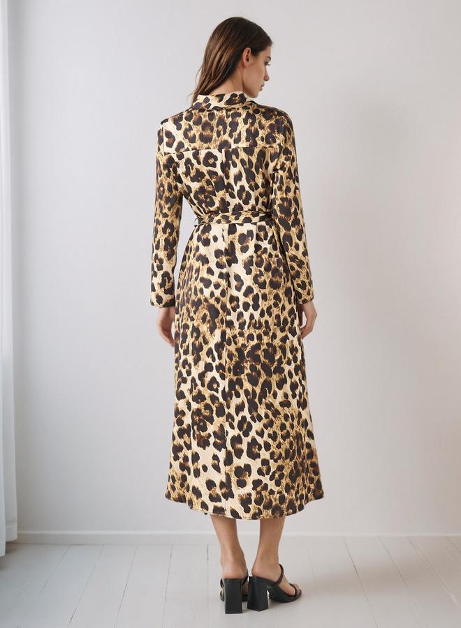 Splash FAV Animal Print Shirt Dress with Tie-Up Detail - Image 3