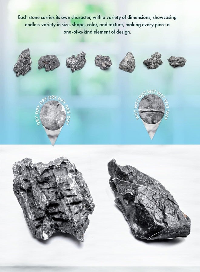 SubstrateSource Natural Aquarium Stones - Dark Bluish-Grey w/White Veins - Iwagumi Aquascaping Rocks, Freshwater Tanks, Cichlids, Betta Fish & Shrimp Tank Decorations - Blue Mountain Seiryu, 10 LB - Image 4
