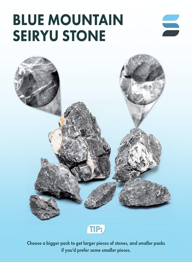 SubstrateSource Natural Aquarium Stones - Dark Bluish-Grey w/White Veins - Iwagumi Aquascaping Rocks, Freshwater Tanks, Cichlids, Betta Fish & Shrimp Tank Decorations - Blue Mountain Seiryu, 10 LB - Image 5
