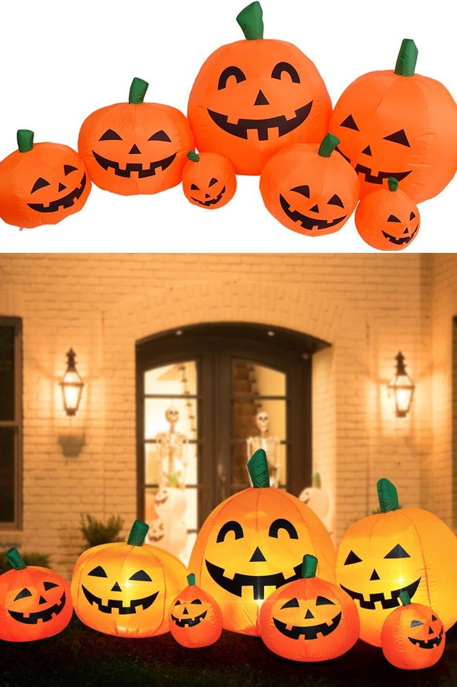 Inflatable Pumpkin Ghost with LED Light Inflatable Toy Outdoor Decoration Halloween (2.2m Pumpkin) - Image 1