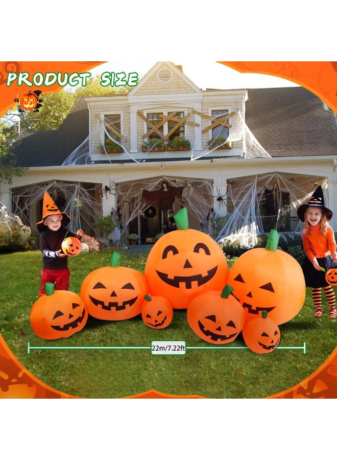 Inflatable Pumpkin Ghost with LED Light Inflatable Toy Outdoor Decoration Halloween (2.2m Pumpkin) - Image 2