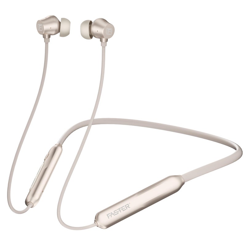 Faster TG-340 Magnetic Neckband Wireless Bluetooth Earphones- Wireless Sports Bluetooth Earphones Earbuds with ANC and ENC- InEar Wireless Neckband Headphones- InEar Bluetooth Headphones (White)