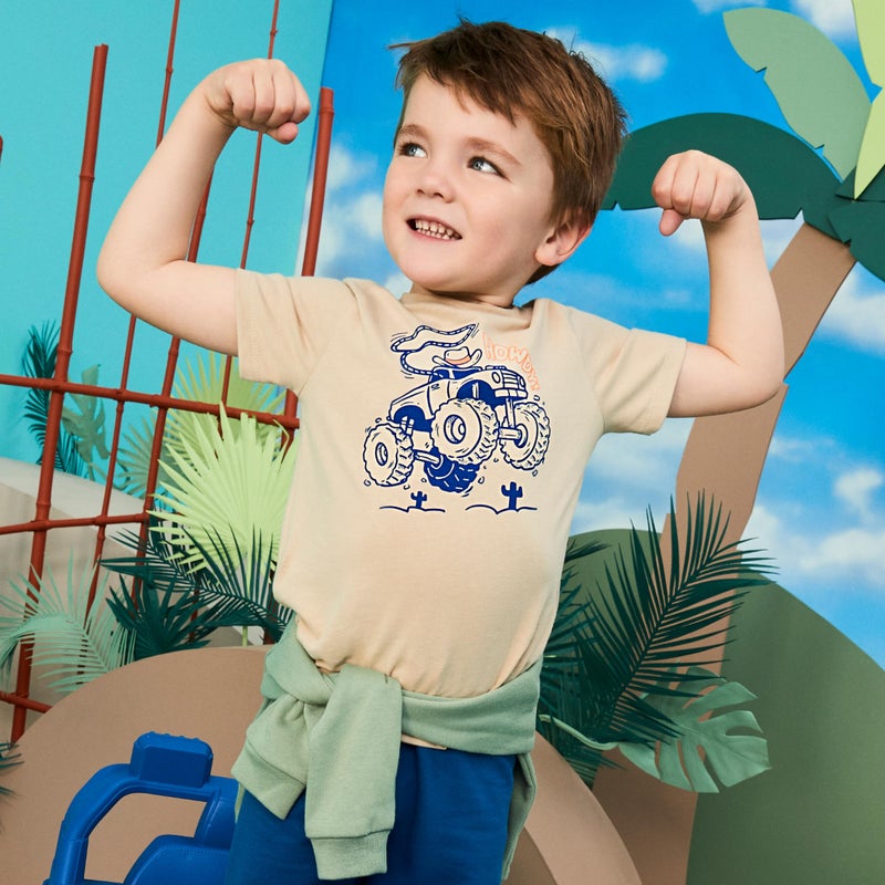 Garanimals Baby & Toddler Boy Beach Tees - Short Sleeve Tees - Kid's Casual Crew Neck - Size 3T - Beige, Blue, Bright Red, Beige - 4 Pack - Image 2