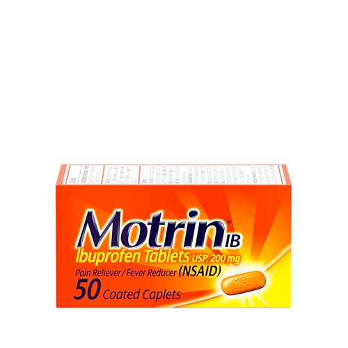Motrin IB Ibuprofen 200mg Tablets Pain Reliever Fever Reducer for Muscular Aches Headache Backache Menstrual Cramps Minor Arthritis Pain NSAID 50 Ct