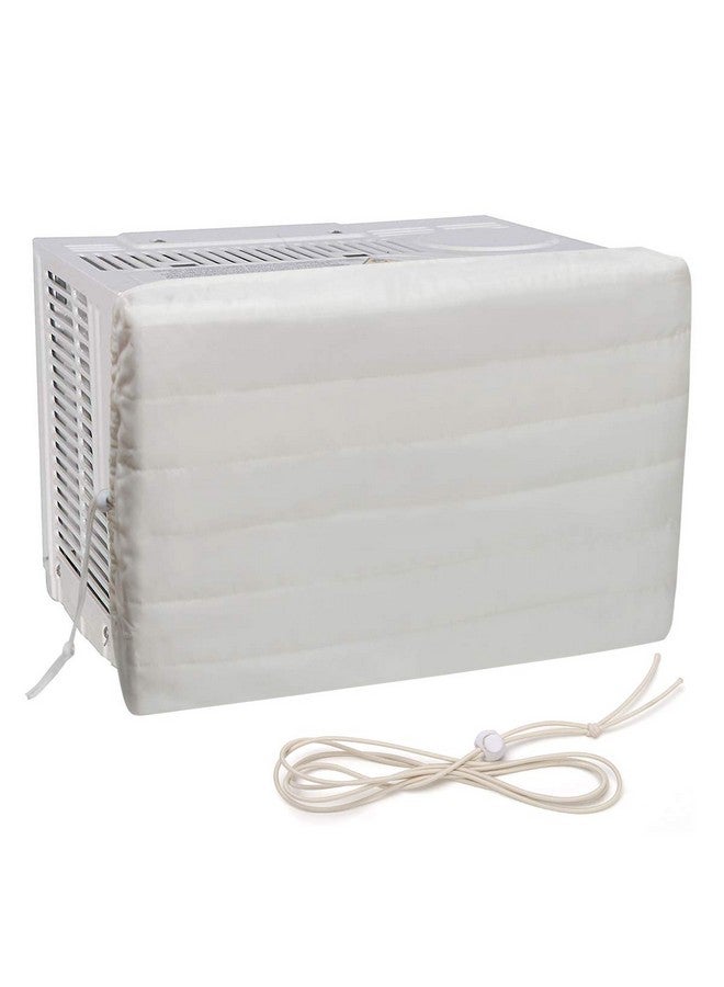 Luxiv غطاء مكيف الهواء الداخلي لوكسيف، حماية وحدة النافذة البيضاء ضد الصدأ غطاء قابل للتعديل لمكيف الهواء الداخلي مع أحزمة مرنة مجانية (21x13x2.5) - Image 1