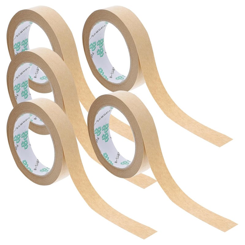 Strong Adhesive Kraft Tape 24mm X 30m 5pcs Self-Adhesive Water-Free Biodegradable Packaging Paper Tape for Carton Sealing and Shipping Supplies - Image 1