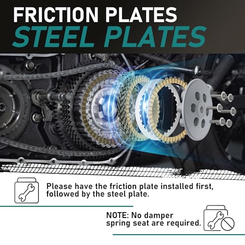 MoKitDora Extra Clutch Plate Friction Steel Clutch Kit Compatible with 1991-2017 Sportster 1990-1997 Harley Big Twin 1991-2002 Buell All Models 17 PCS Big Twin Clutch Kit - Image 5