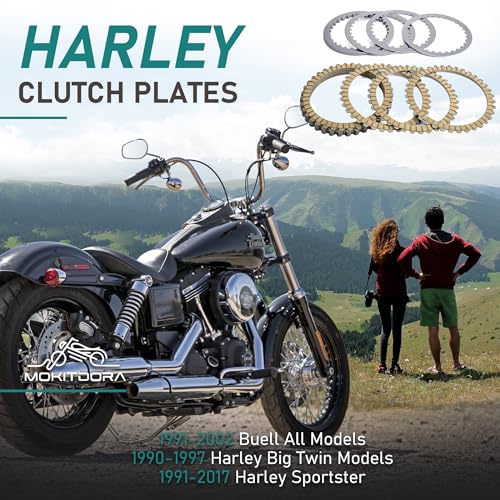 MoKitDora Extra Clutch Plate Friction Steel Clutch Kit Compatible with 1991-2017 Sportster 1990-1997 Harley Big Twin 1991-2002 Buell All Models 17 PCS Big Twin Clutch Kit - Image 2