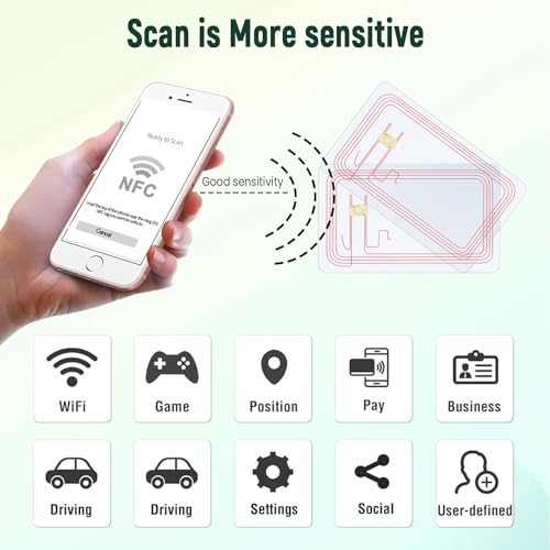 Timeskey NFC 10pcs NFC Tags Clear NFC Cards NFC 215 Cards Rewritable Ntag 215 NFC Tags Transparent NFC Chip Blank NFC Tag NFC Wifi Tag，Compatible with Amiibo and TagMo for All Phone NFC Enabled - Image 5