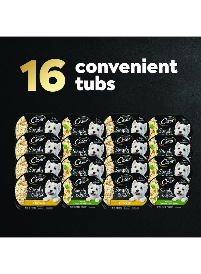 CESAR SIMPLY CRAFTED Adult Wet Dog Food Meal Topper Variety Pack, Chicken and Chicken, Carrots & Green Beans, 1.3 oz. Tubs, 8 Count (Pack of 2) - Image 2