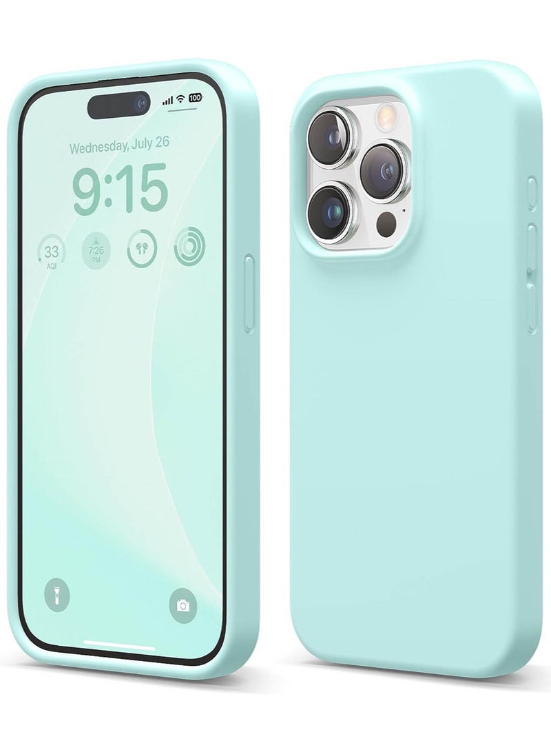 Elago Liquid Silicone for iPhone 15 PRO Case Cover with Full Body Protection, Shockproof, Slim, Anti-Scratch Soft Microfiber Lining - Aqua Sky - Image 1