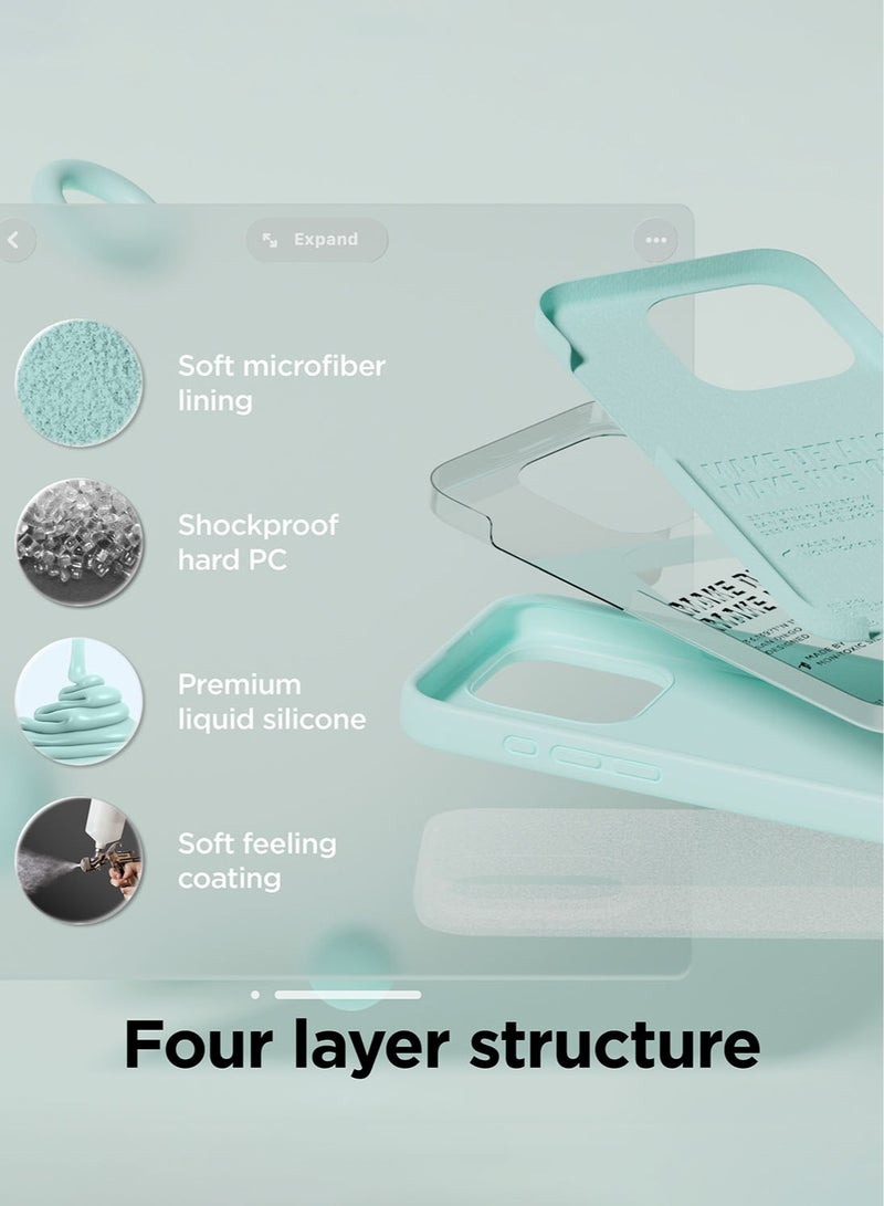 Elago Liquid Silicone for iPhone 15 PRO Case Cover with Full Body Protection, Shockproof, Slim, Anti-Scratch Soft Microfiber Lining - Aqua Sky - Image 4